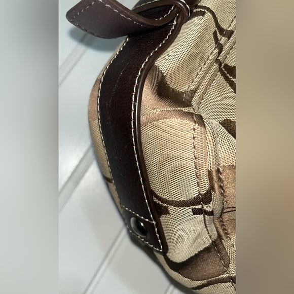 VINTAGE Coach Zoe Signature F12657 Jacquard Brown Hobo Handbag - Picture 5 of 16